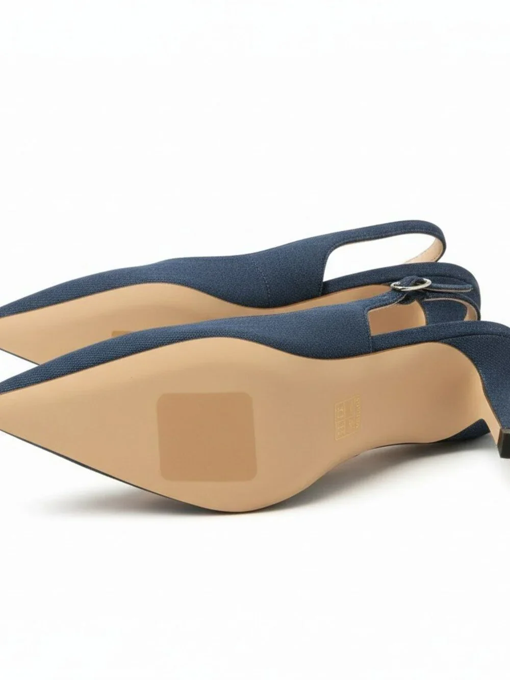 Divanne Denim Navy Pointed-Toe Slingback Pumps Size 9 NWOT